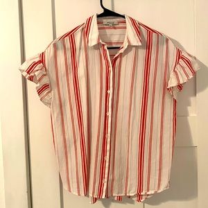 Madewell shortsleeved button-up with ruffle sleeves size sm